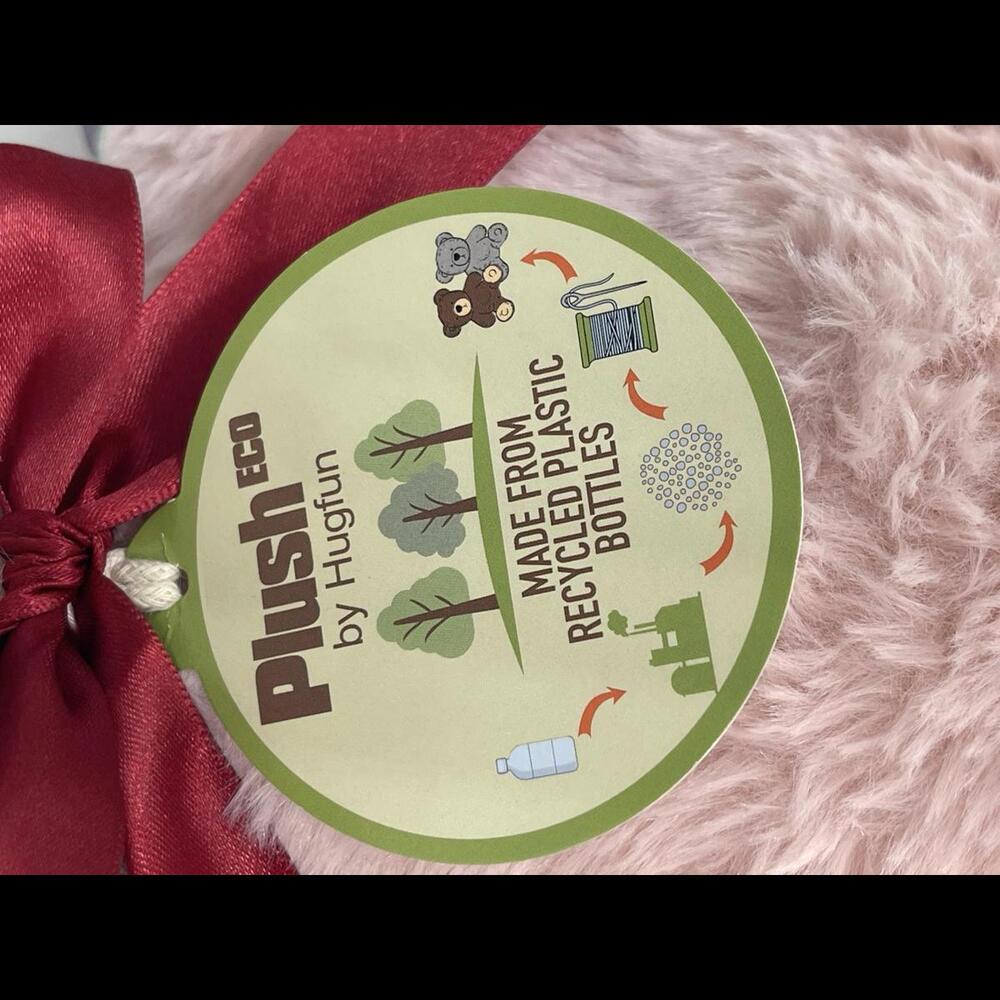 NWT Plush Eco by HugFun Pink Eco Bear Made from Recycled Plastic Bottle HTF* - Picture 6 of 8